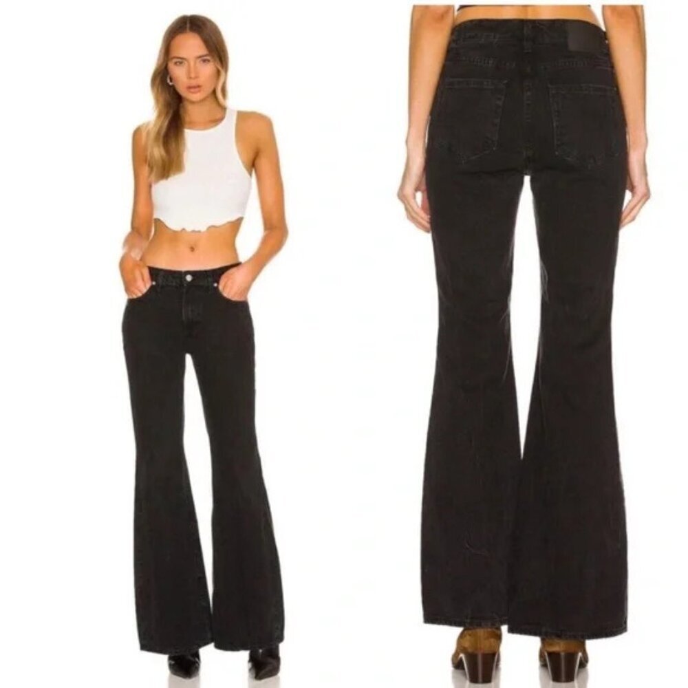 GRLFRND Black The‎ Stella Low Rise Ultra Flare Jeans